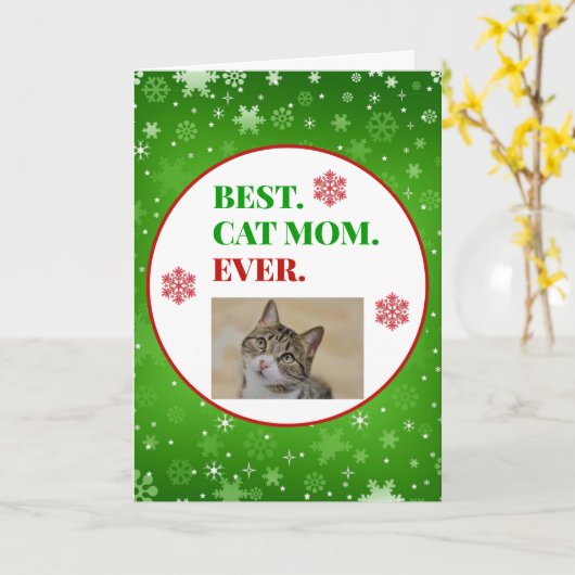 Kerst Beste Kat Moeder Ooit Foto Kaart (Gele Bloem)