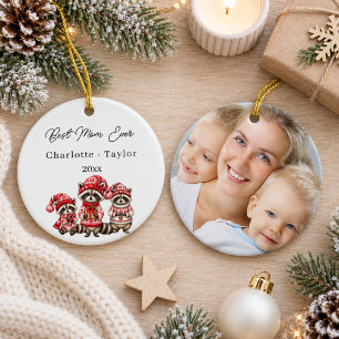 Kerst Beste Moeder Wasberen Waterverf Foto Keramisch Ornament