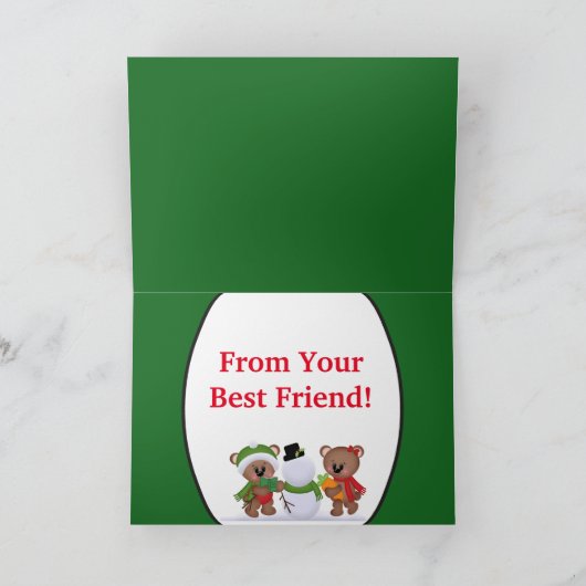 Kerst Beste Vrienden Beer wenskaart Feestdagen Kaart (Binnen)