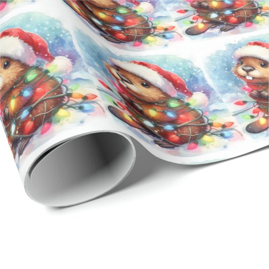 Kerst Bever Wrapping Papier (Rol Hoek)