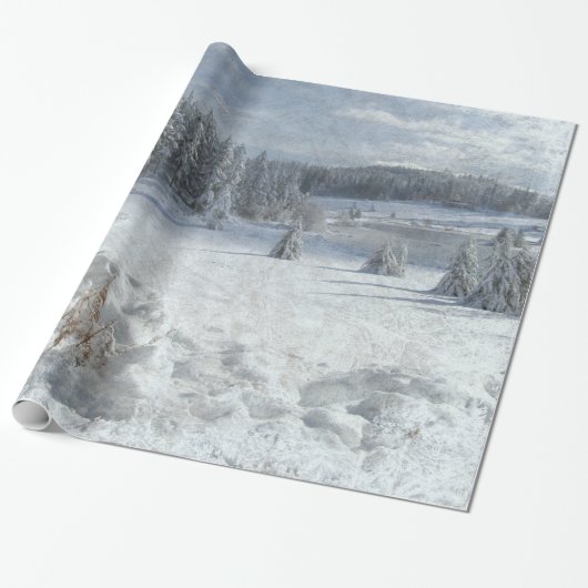 Kerst bevroren landschap landschap cadeaupapier (Uitgerold)