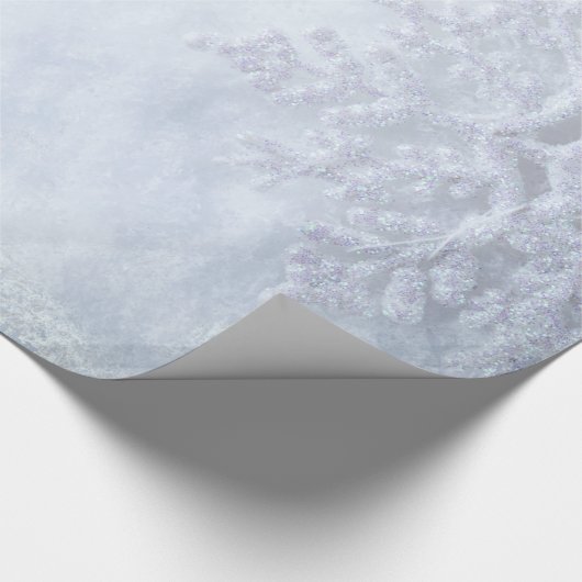 Kerst bevroren sneeuwvlokken cadeaupapier (Hoek)
