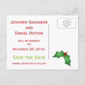 Kerst Bewaar de Datum Aankondigingen Holly Aankondigingskaart (Achterkant)