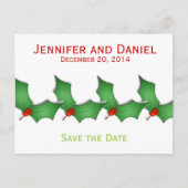 Kerst Bewaar de Datum Aankondigingen Holly Aankondigingskaart (Voorkant)