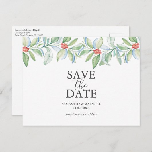 Kerst Bewaar de datum Briefkaarten (Voorkant / Achterkant)