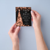 Kerst Bewaar de datum Roos Gouden Glam Invite Flyer (Hand)
