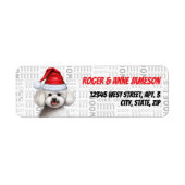 Kerst Bichon Frise Hond Vakantieadres Etiket (Voorkant)