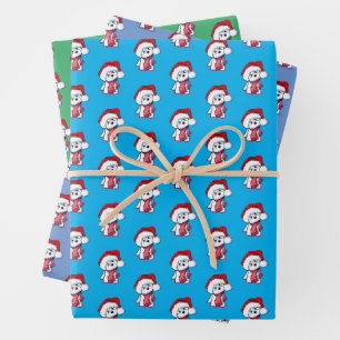 Kerst Bichon Wrapping Paper Set van 3 vellen