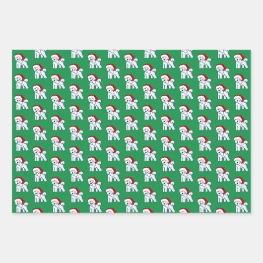 Kerst Bichon Wrapping Paper Set van 3 vellen (Voorkant 3)