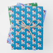 Kerst Bichon Wrapping Paper Set van 3 vellen (In situ)