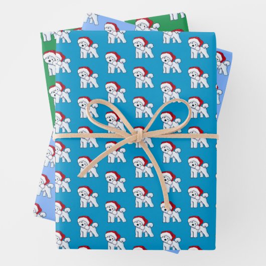 Kerst Bichon Wrapping Paper Set van 3 vellen (In situ)