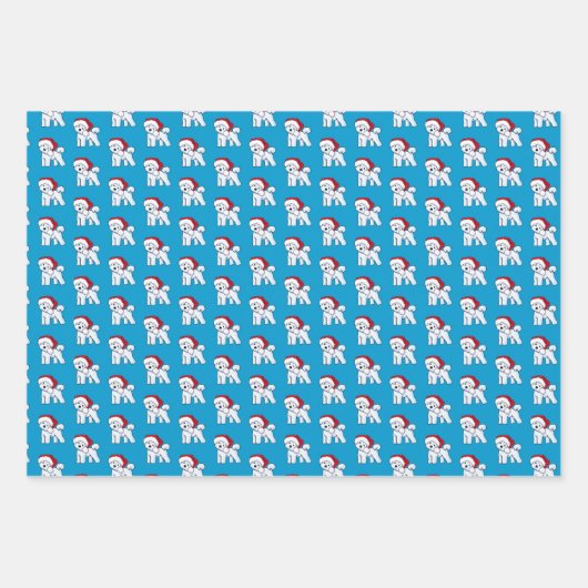 Kerst Bichon Wrapping Paper Set van 3 vellen (Voorkant)