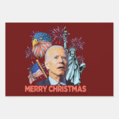 Kerst Biden Grappig Joe Biden Verwarde Xmas Inpakpapier Vel (Voorkant 2)