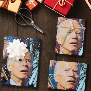 Kerst Biden Grappig Joe Biden Verwarde Xmas Inpakpapier Vel