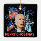 Kerst Biden Grappig Joe Biden Verwarde Xmas Keramisch Ornament (Achterkant)