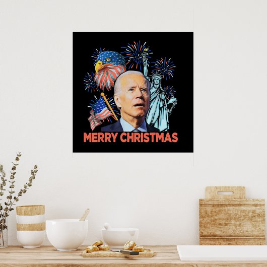 Kerst Biden Grappig Joe Biden Verwarde Xmas Poster (Keuken)