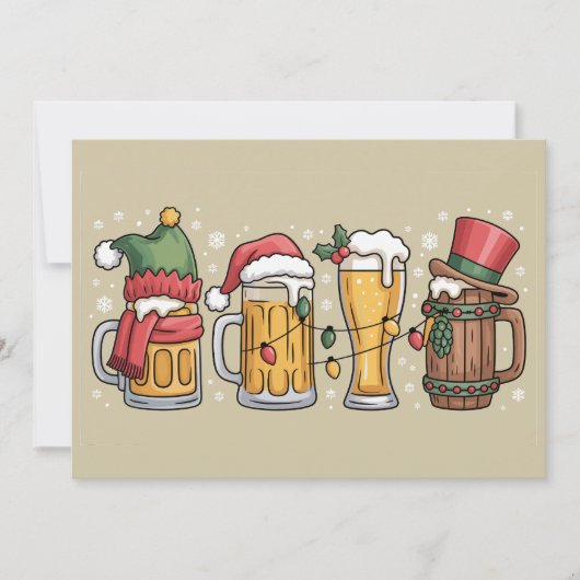 Kerst Bier Drinken Liefhebber Cadeau Feest Sfeer Feestdagenkaart (Voorkant)