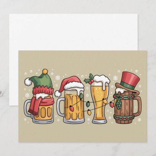 Kerst Bier Drinken Liefhebber Cadeau Feest Sfeer Feestdagenkaart (Voorkant / Achterkant)