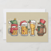 Kerst Bier Drinken Liefhebber Geschenk Feest Spiri Feestdagenkaart (Voorkant)
