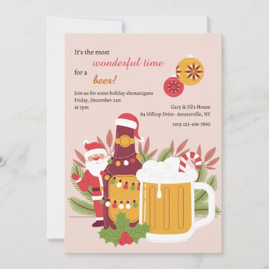 Kerst Bier Feest Kaart (Voorkant)