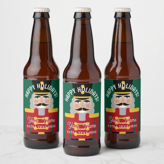 Kerst bier fles etiketten met notenkraker print (Flessen)