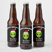 Kerst bier fles etiketten met Santa Alien (Flessen)