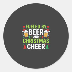 Kerst Bier Vrolijkheid Vakantie Drinken Vector Ronde Sticker