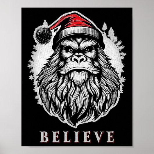 Kerst Bigfoot - Geloof in Bigfoot Dragen San Poster (Voorkant)