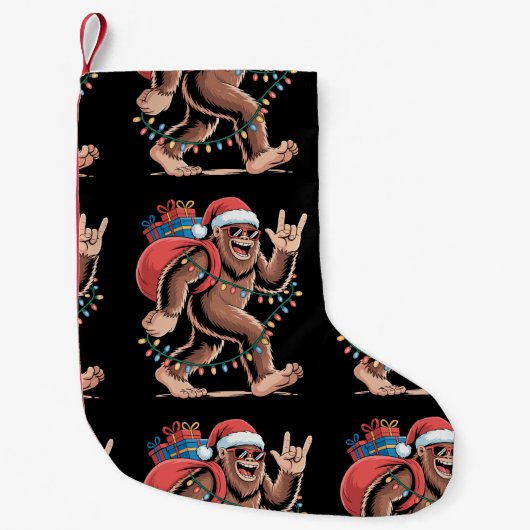 Kerst Bigfoot Sasquatch Kerstboom Verlichting Sint Kleine Kerstsok (Voorkant)