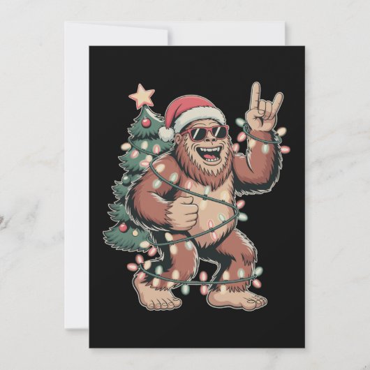 Kerst Bigfoot Sasquatch Kerstman Hoed Kerstboom Feestdagenkaart (Voorkant)