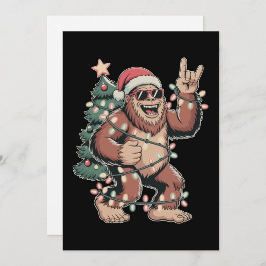 Kerst Bigfoot Sasquatch Kerstman Hoed Kerstboom Feestdagenkaart (Voorkant / Achterkant)