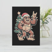 Kerst Bigfoot Sasquatch Kerstman Hoed Kerstboom Feestdagenkaart (Staand voorkant)