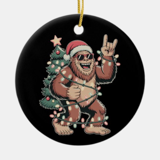 Kerst Bigfoot Sasquatch Santa Hat kerstboom Keramisch Ornament (Voorkant)