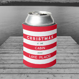 Kerst bij het Cabin Red Nautical Stripe Lake Blikjeskoeler