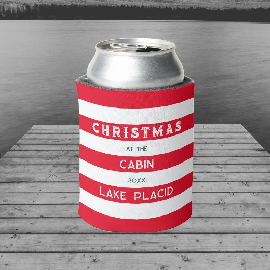 Kerst bij het Cabin Red Nautical Stripe Lake Blikjeskoeler