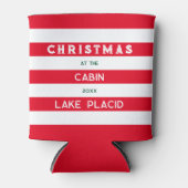 Kerst bij het Cabin Red Nautical Stripe Lake Blikjeskoeler (Voorkant)