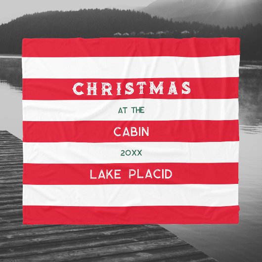 Kerst bij het Cabin Red Nautical Stripe Lake Fleece Deken
