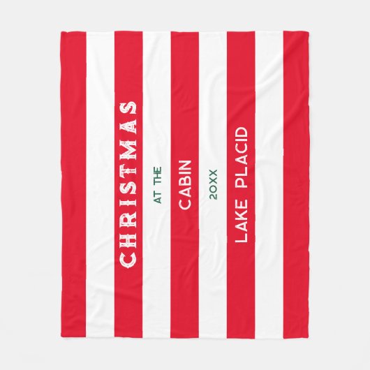 Kerst bij het Cabin Red Nautical Stripe Lake Fleece Deken (Voorkant)