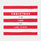 Kerst bij het Cabin Red Nautical Stripe Lake Fleece Deken (Voorkant (Horizontaal))