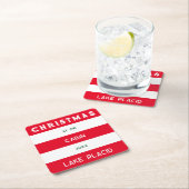 Kerst bij het Cabin Red Nautical Stripe Lake Kartonnen Onderzetters (Insitu)