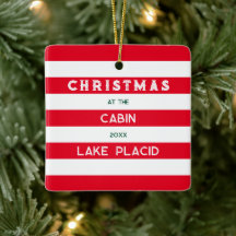 Kerst bij het Cabin Red Nautical Stripe Lake
