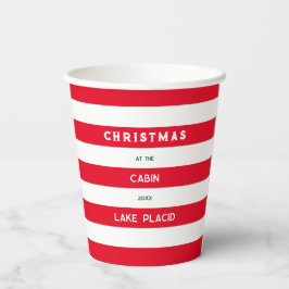 Kerst bij het Cabin Red Nautical Stripe Lake Papieren Bekers