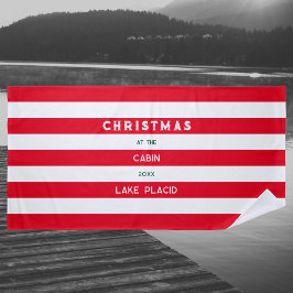 Kerst bij het Cabin Red Nautical Stripe Lake Strandlaken