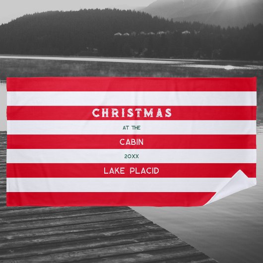 Kerst bij het Cabin Red Nautical Stripe Lake Strandlaken