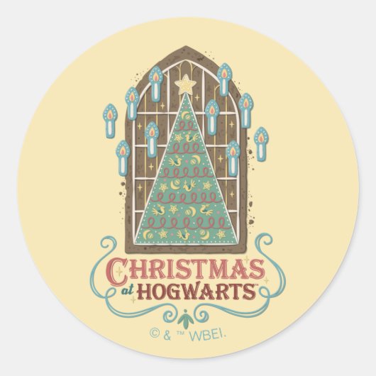 Kerst bij HOGWARTS™ Cookie Graphic Ronde Sticker (Voorkant)