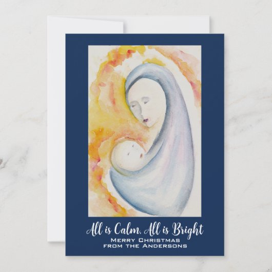 Kerst Bijbelse Waterverf Feestdagenkaart (Voorkant)