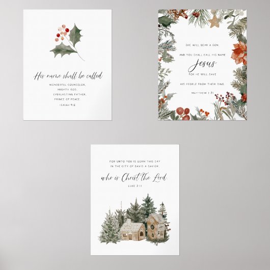 Kerst bijbelvers set van 3 muur kunst set (Voorkant)