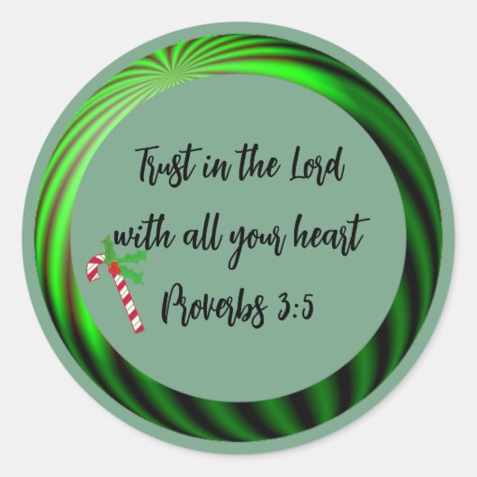Kerst Bijbelvers Spreuken 3:5 Ronde Sticker (Voorkant)