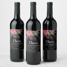 Kerst: bijtend "Floral Pink Wine Label"