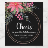 Kerst: bijtend "Floral Pink Wine Label" Wijn Etiket (Enkel label)